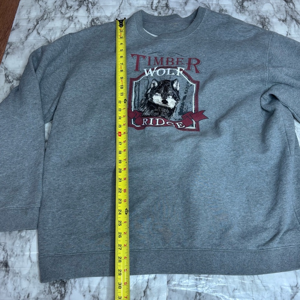 Timber Wolf Ridge Oversized y2K cozy Gray Grey Crewneck Sweatshirt 2XL - Picture 5 of 9